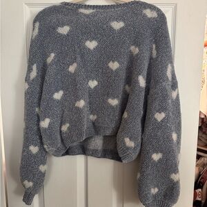 Cozy Blue Heart Pattern Sweater